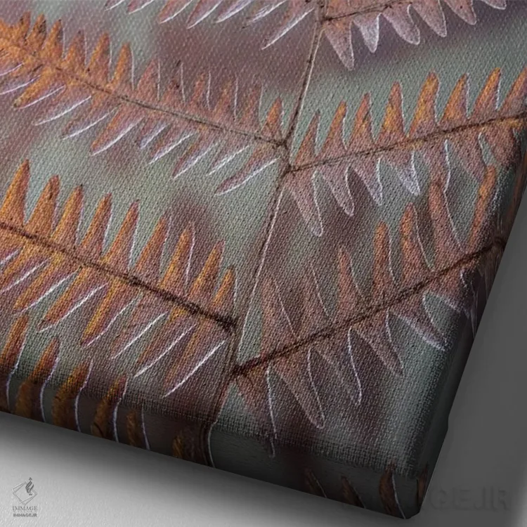 تابلو دکوراتیو آمریکا، ایالت واشنگتن، شهرستان کیتساپ. سرخس کوهی در زمستان اثر جینز گالری - نمای نزدیک بافت بوم