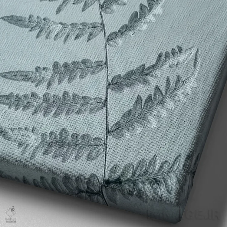 تابلو دکوراتیو آمریکا، ایالت واشنگتن، سی بک. طرح انتزاعی سرخس کوهی اثر جینز گالری - نمای نزدیک بافت بوم