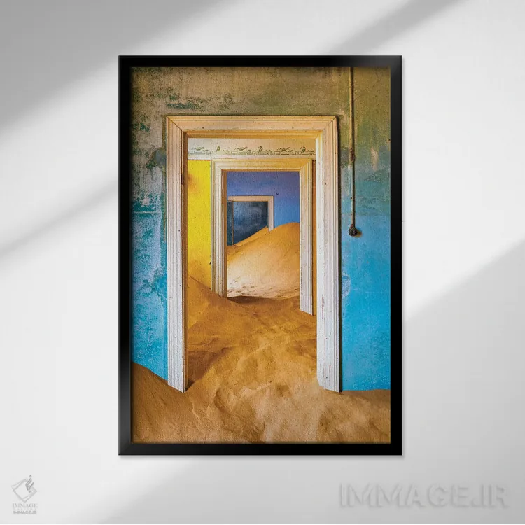 تابلو دکوراتیو Namibia, Kolmanskop. Doorways and drifting sand in an abando… اثر جینز گالری - نمای قابدار مشکی