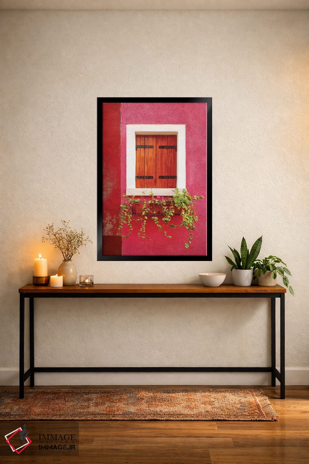 تابلو دکوراتیو Burano. Colorful window and walls.,ایتالیا، بورانو. پنجره و… اثر جینز گالری - D5B