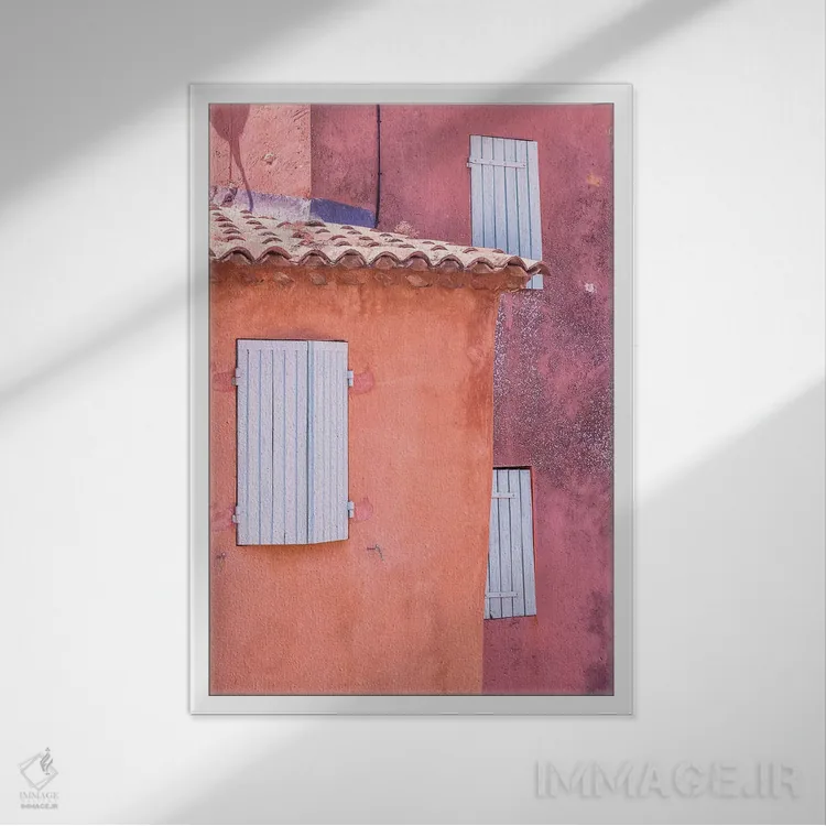 تابلو دکوراتیو Provence, Roussillon. Window shutters in buildings.,فرانسه… اثر جینز گالری - نمای قابدار سفید