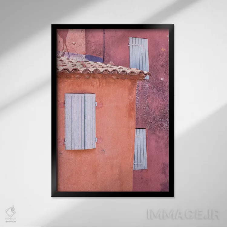 تابلو دکوراتیو Provence, Roussillon. Window shutters in buildings.,فرانسه… اثر جینز گالری - نمای قابدار مشکی