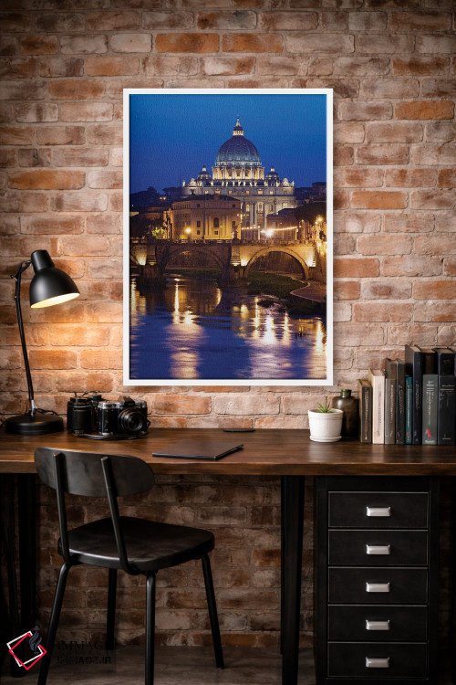 تابلو دکوراتیو Rome, St. Peters Basilica, Tiber River night scene.,ایتالیا… اثر جینز گالری - D1W