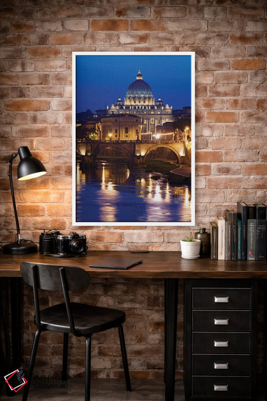 تابلو دکوراتیو Rome, St. Peters Basilica, Tiber River night scene.,ایتالیا… اثر جینز گالری - D1W