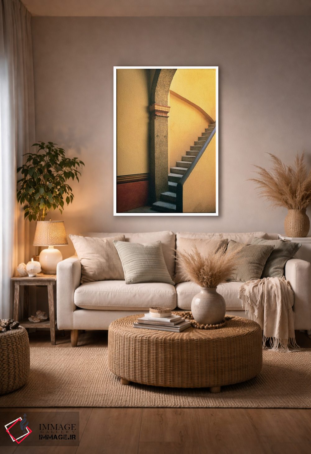 تابلو دکوراتیو Costalegre. Stone stairway of house.,مکزیک، کوستالگره. راه پ… اثر جینز گالری - D3W