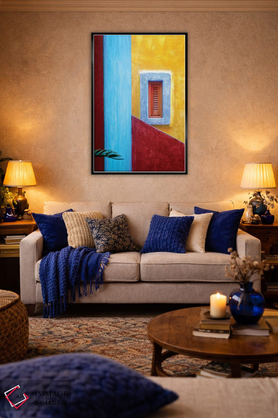 تابلو دکوراتیو Costalegre. Colorful hotel walls.,مکزیک، کوستالگره. دیوارهای… اثر جینز گالری - D5B