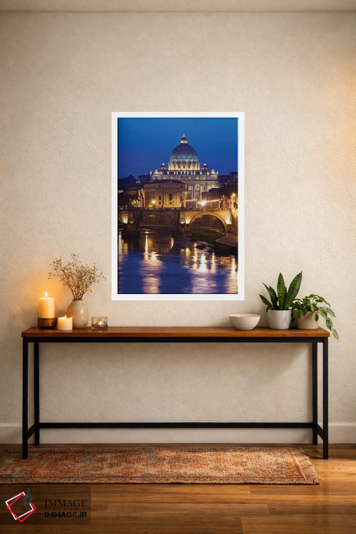 تابلو دکوراتیو Rome, St. Peters Basilica, Tiber River night scene.,ایتالیا… اثر جینز گالری - D2W