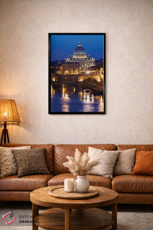 تابلو دکوراتیو Rome, St. Peters Basilica, Tiber River night scene.,ایتالیا… اثر جینز گالری - D3B