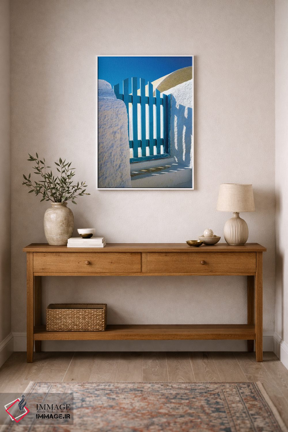 تابلو دکوراتیو Santorini, Oia. Blue gate of home.,یونان، سانتورینی، اویا. د… اثر جینز گالری - D1W