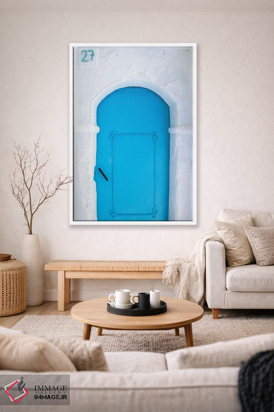 تابلو دکوراتیو Morocco, Chefchaouen. Blue door in white building.,آفریقا، م… اثر جینز گالری - D1W