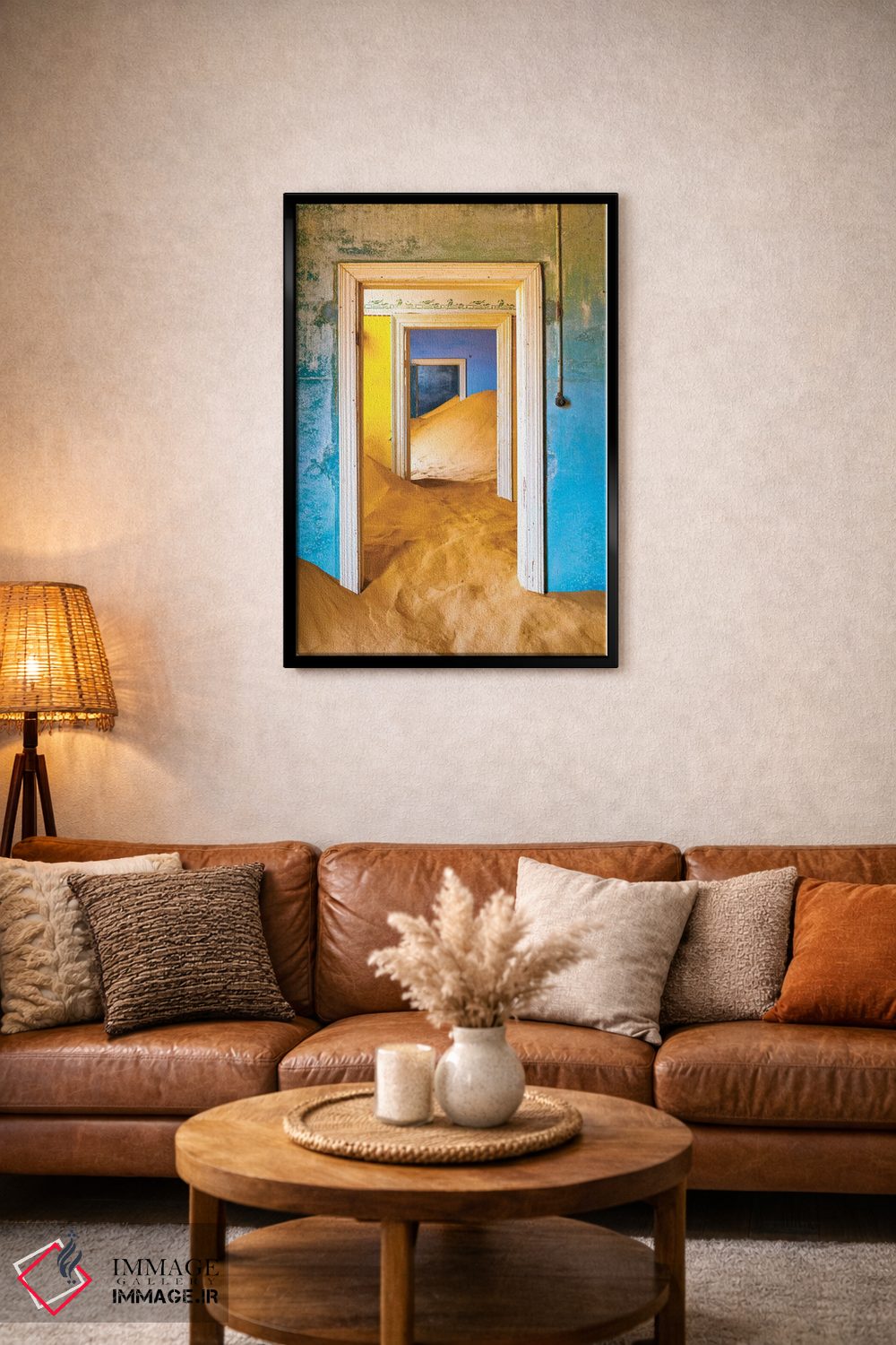 تابلو دکوراتیو Namibia, Kolmanskop. Doorways and drifting sand in an abando… اثر جینز گالری - D3B
