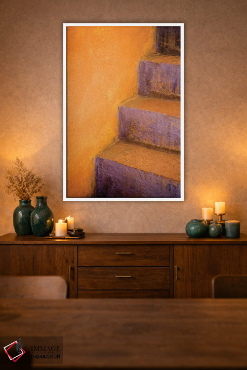 تابلو دکوراتیو Rajasthan. Colorful stairway close-up.,هند، راجستان. نمای نز… اثر جینز گالری - D1W