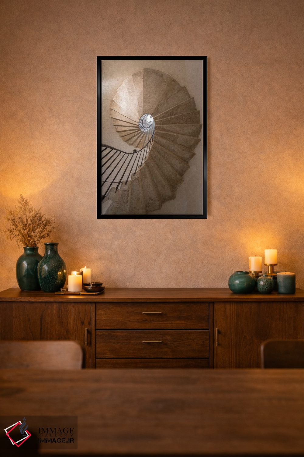 تابلو دکوراتیو Venice. Spiral stairwell.,ایتالیا، ونیز. راه پله پیچ دار اثر جینز گالری - D3B