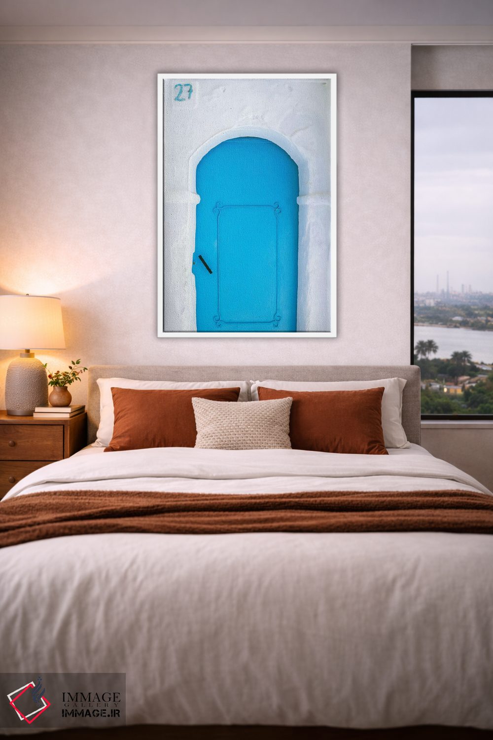 تابلو دکوراتیو Morocco, Chefchaouen. Blue door in white building.,آفریقا، م… اثر جینز گالری - D3W