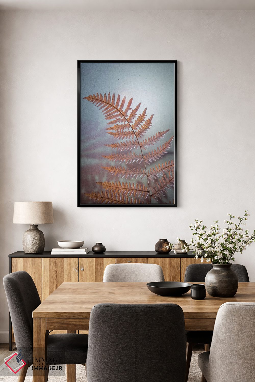 تابلو دکوراتیو آمریکا، ایالت واشنگتن، شهرستان کیتساپ. سرخس کوهی در زمستان اثر جینز گالری - D3B