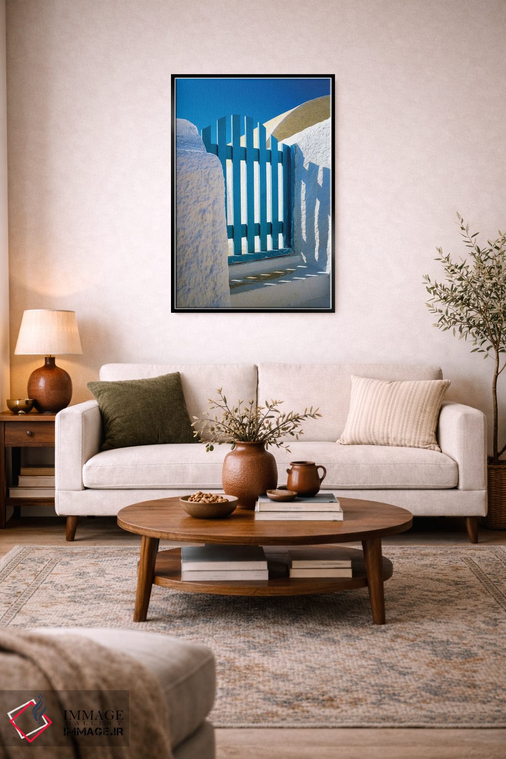 تابلو دکوراتیو Santorini, Oia. Blue gate of home.,یونان، سانتورینی، اویا. د… اثر جینز گالری - D4B