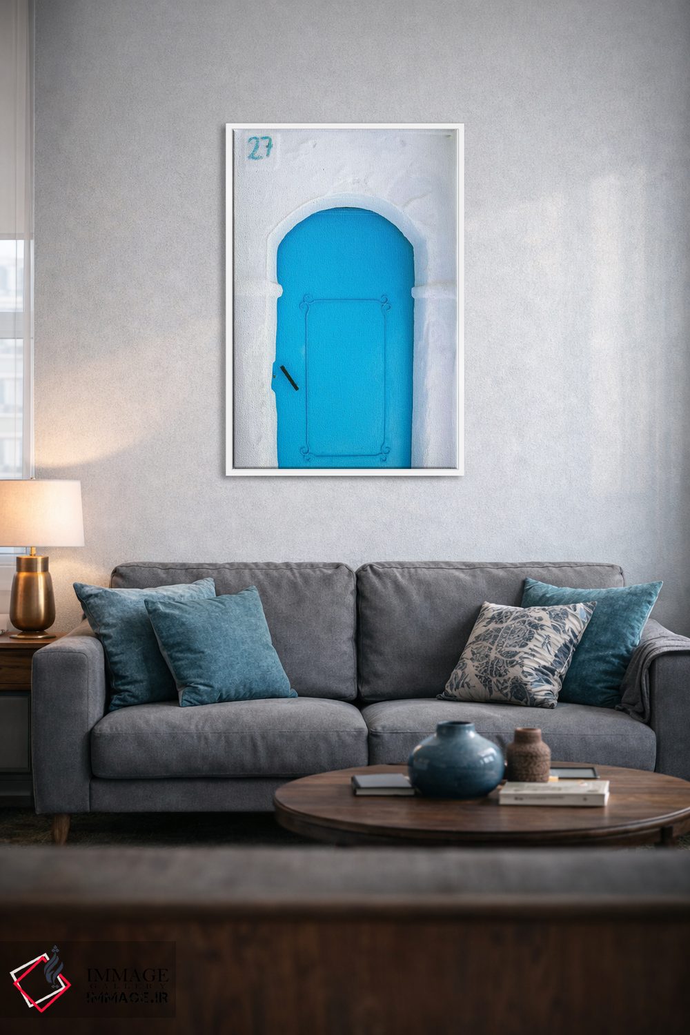 تابلو دکوراتیو Morocco, Chefchaouen. Blue door in white building.,آفریقا، م… اثر جینز گالری - D4W