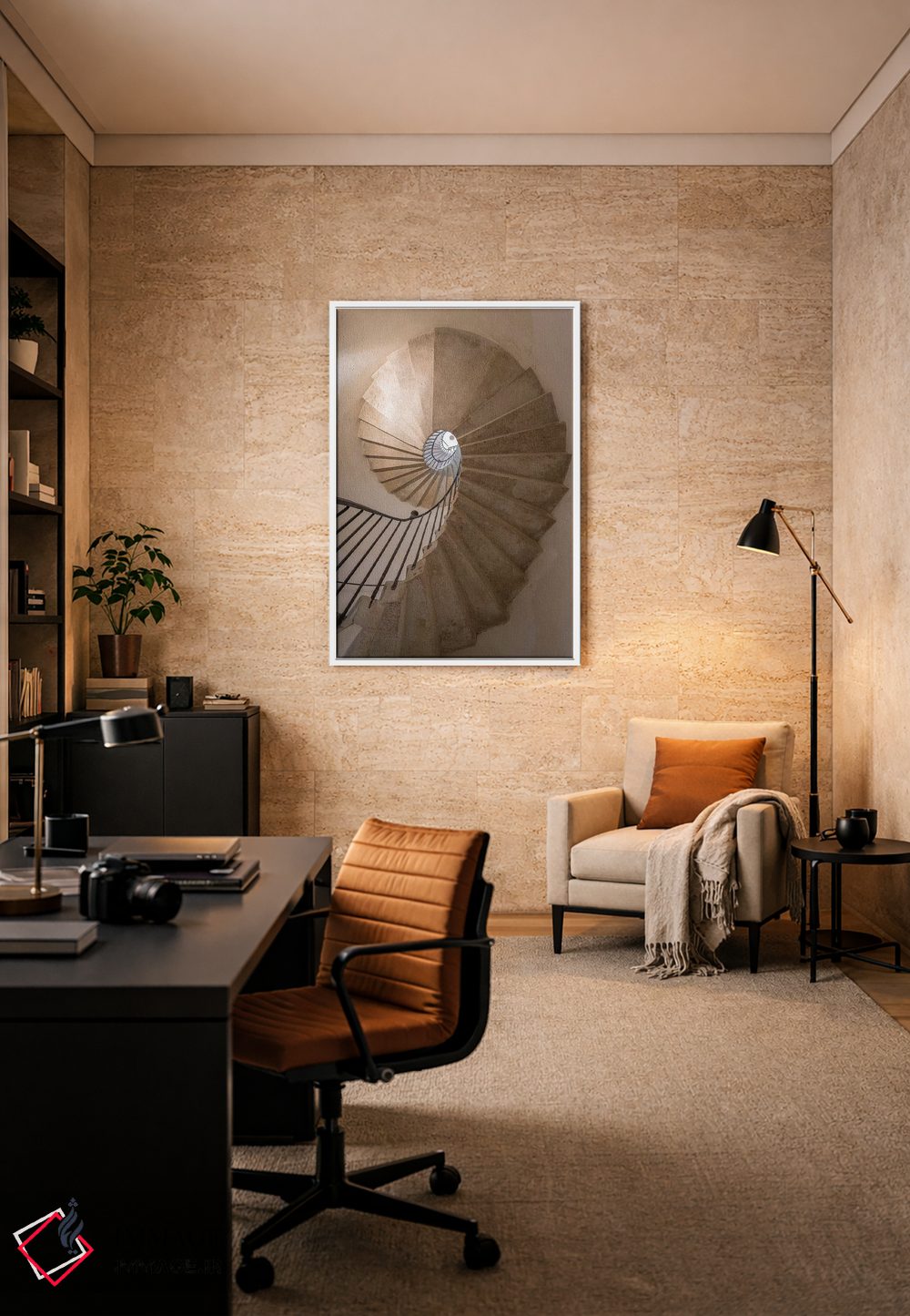 تابلو دکوراتیو Venice. Spiral stairwell.,ایتالیا، ونیز. راه پله پیچ دار اثر جینز گالری - D6W