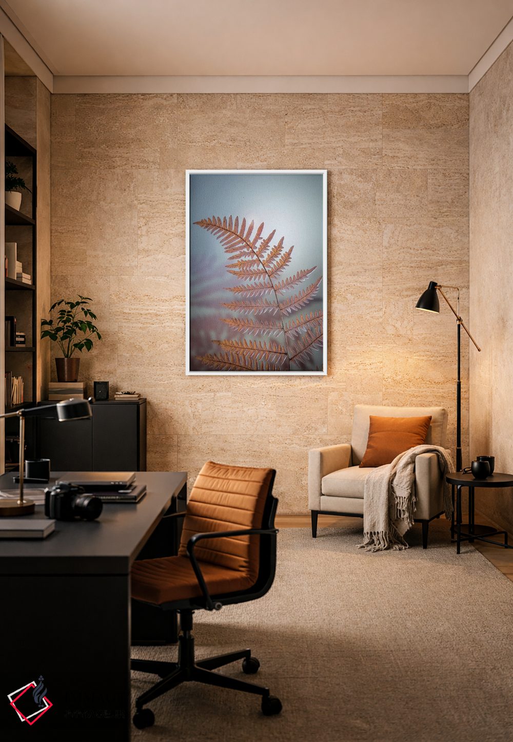 تابلو دکوراتیو آمریکا، ایالت واشنگتن، شهرستان کیتساپ. سرخس کوهی در زمستان اثر جینز گالری - D6W