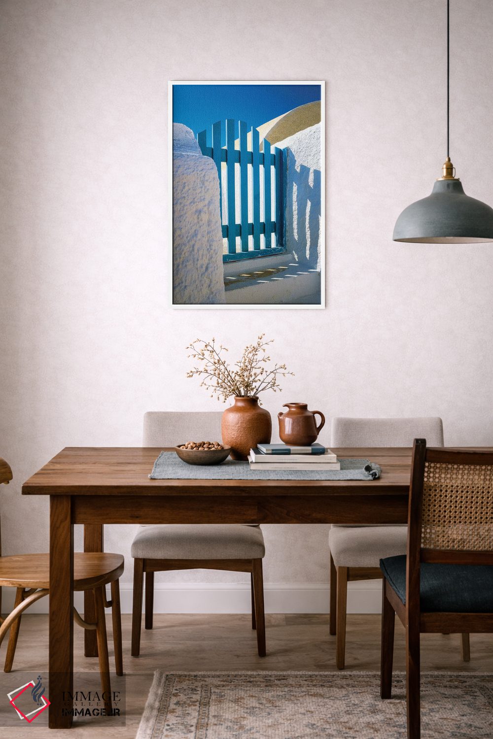 تابلو دکوراتیو Santorini, Oia. Blue gate of home.,یونان، سانتورینی، اویا. د… اثر جینز گالری - D6W