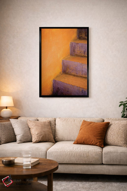 تابلو دکوراتیو Rajasthan. Colorful stairway close-up.,هند، راجستان. نمای نز… اثر جینز گالری - D4B