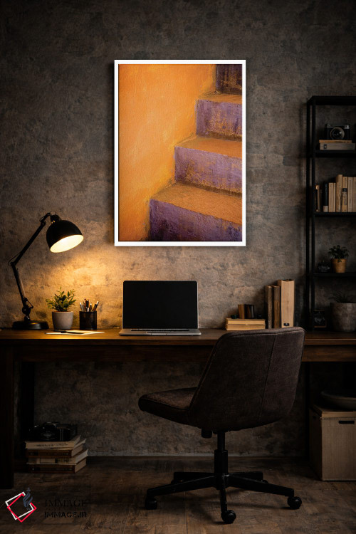 تابلو دکوراتیو Rajasthan. Colorful stairway close-up.,هند، راجستان. نمای نز… اثر جینز گالری - D6W