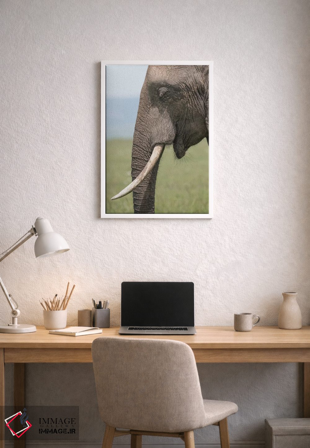 تابلو دکوراتیو Kenya, Maasai Mara National Reserve. Close-up of elephant he… اثر جینز گالری - D1W