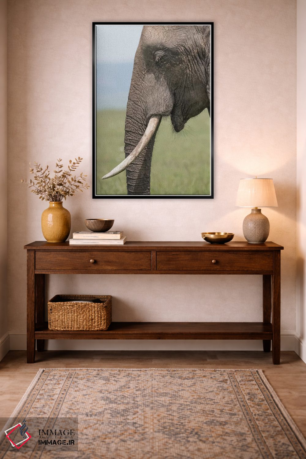 تابلو دکوراتیو Kenya, Maasai Mara National Reserve. Close-up of elephant he… اثر جینز گالری - D6B