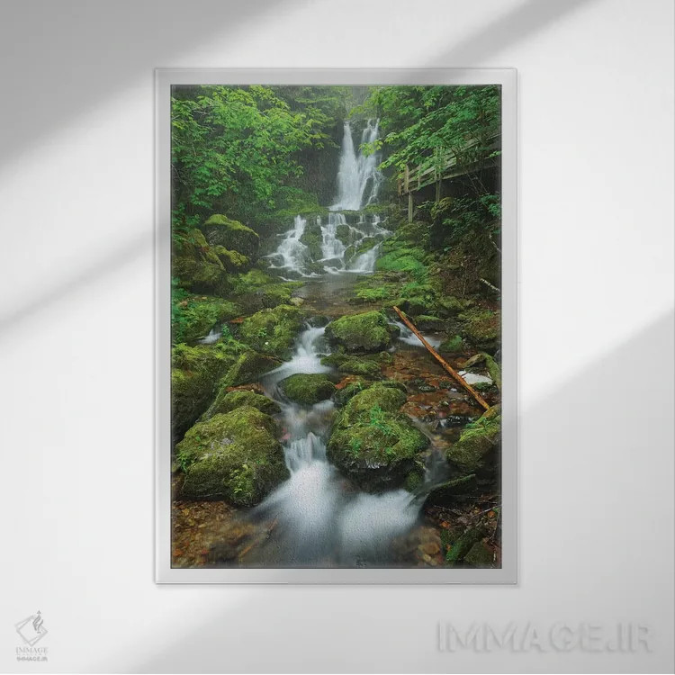 تابلو دکوراتیو New Brunswick, Fundy National Park. Dickson Creek waterfall… اثر جینز گالری - نمای قابدار سفید
