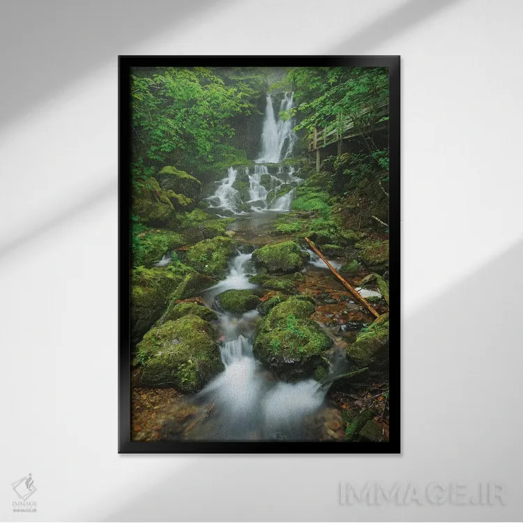 تابلو دکوراتیو New Brunswick, Fundy National Park. Dickson Creek waterfall… اثر جینز گالری - نمای قابدار مشکی