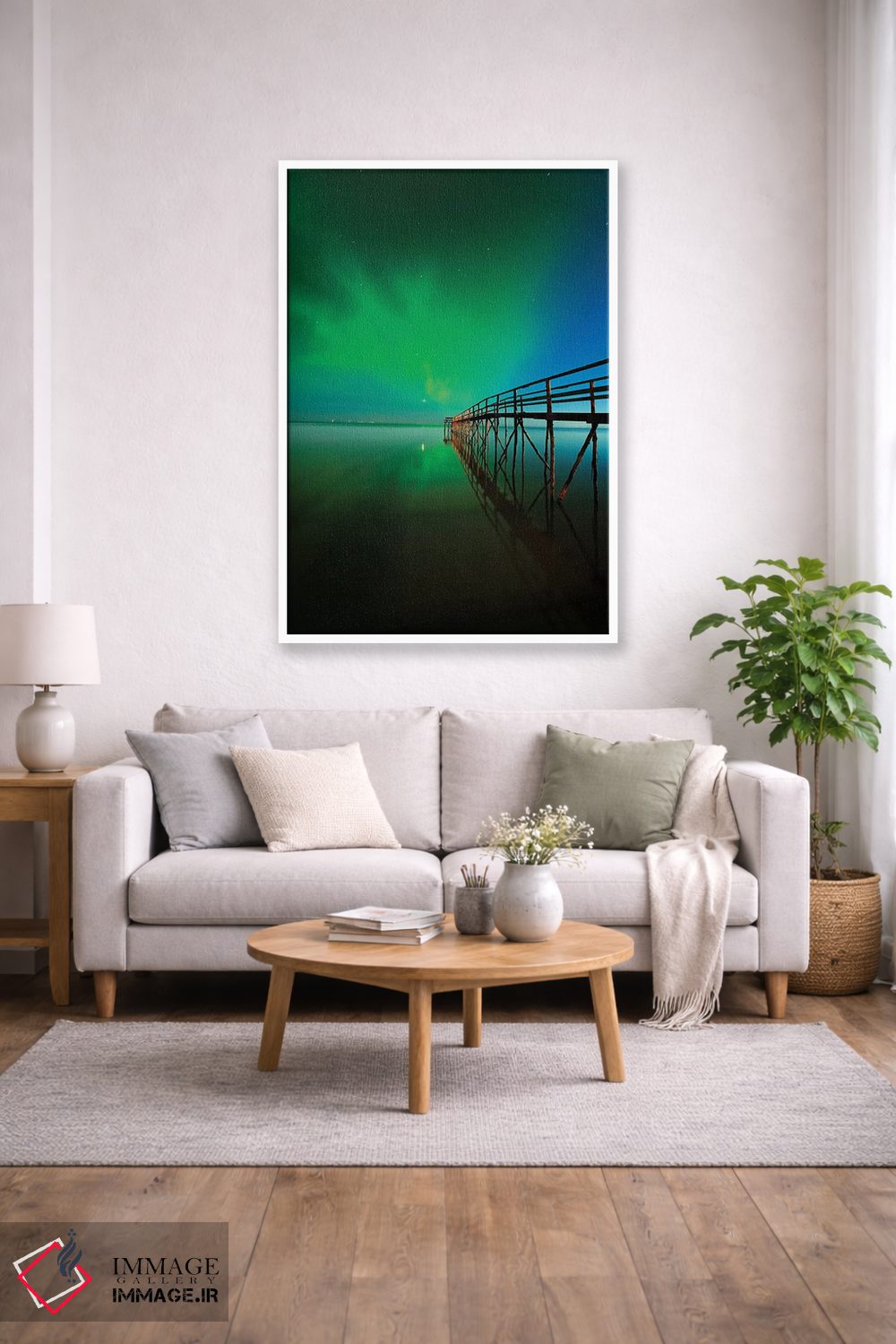 تابلو دکوراتیو Manitoba, Winnipeg. Northern Lights reflected in Lake Winnip… اثر جینز گالری - D1W