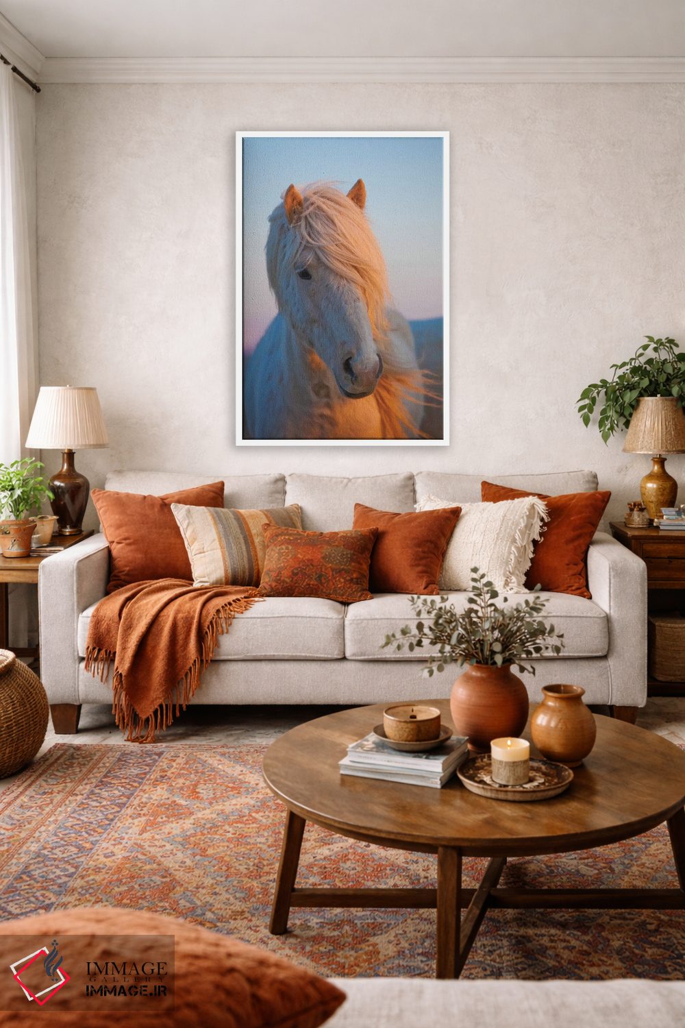 تابلو دکوراتیو ایسلند. اسب ایسلندی در نور غروب V اثر جینز گالری - D1W