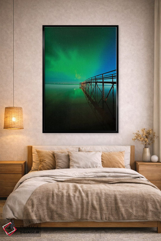 تابلو دکوراتیو Manitoba, Winnipeg. Northern Lights reflected in Lake Winnip… اثر جینز گالری - D2B
