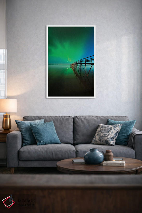 تابلو دکوراتیو Manitoba, Winnipeg. Northern Lights reflected in Lake Winnip… اثر جینز گالری - D4W