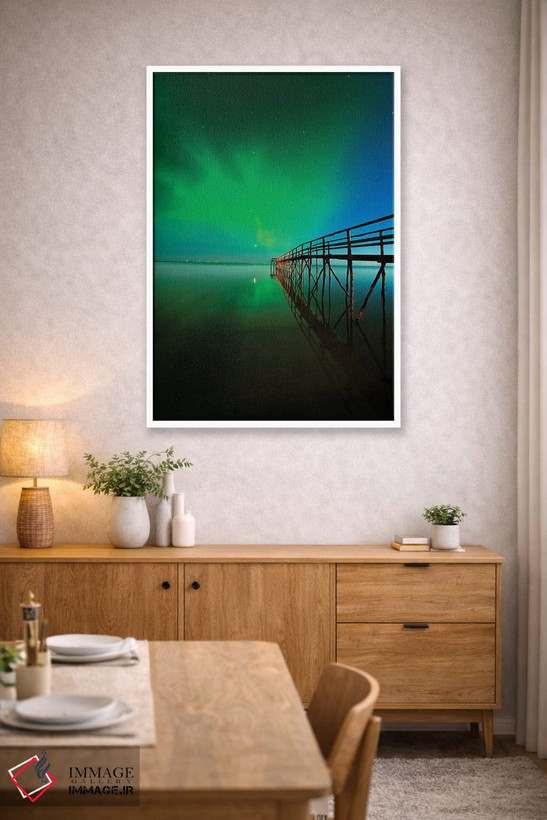 تابلو دکوراتیو Manitoba, Winnipeg. Northern Lights reflected in Lake Winnip… اثر جینز گالری - D3W