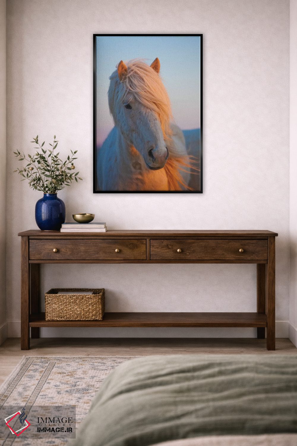 تابلو دکوراتیو ایسلند. اسب ایسلندی در نور غروب V اثر جینز گالری - D5B