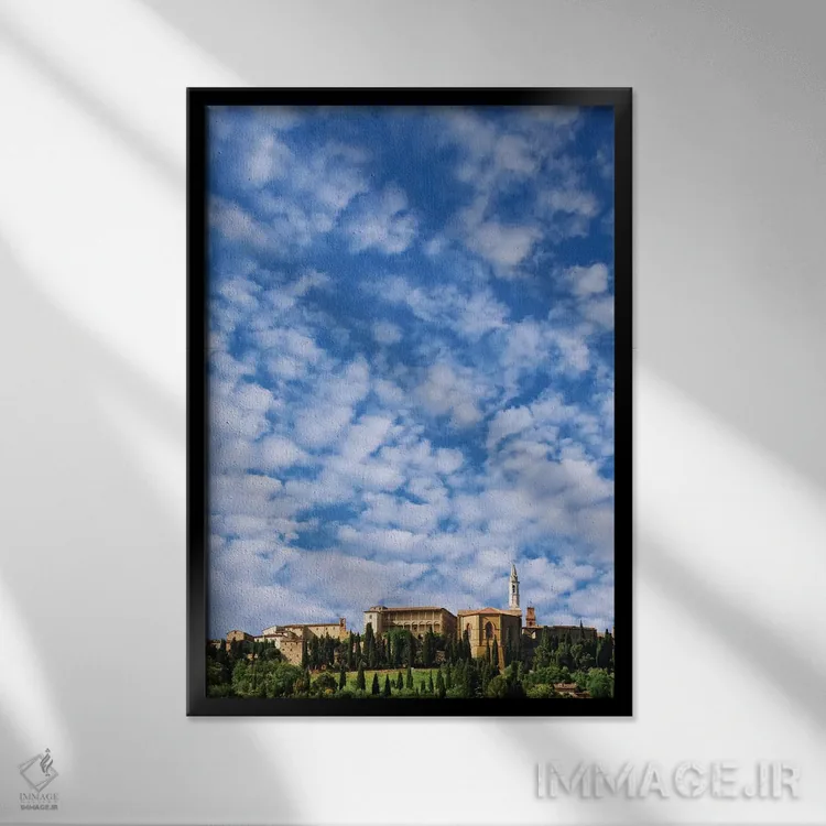 تابلو دکوراتیو Pienza. Landscape and hilltop town.,ایتالیا، پینتزا. منظره و… اثر جینز گالری - نمای قابدار مشکی