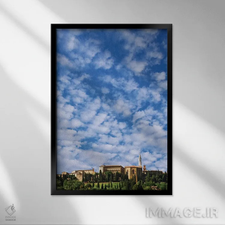 تابلو دکوراتیو Pienza. Landscape and hilltop town.,ایتالیا، پینتزا. منظره و… اثر جینز گالری - نمای قابدار مشکی