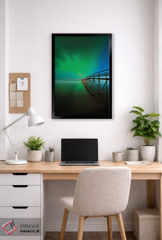 تابلو دکوراتیو Manitoba, Winnipeg. Northern Lights reflected in Lake Winnip… اثر جینز گالری - D5B