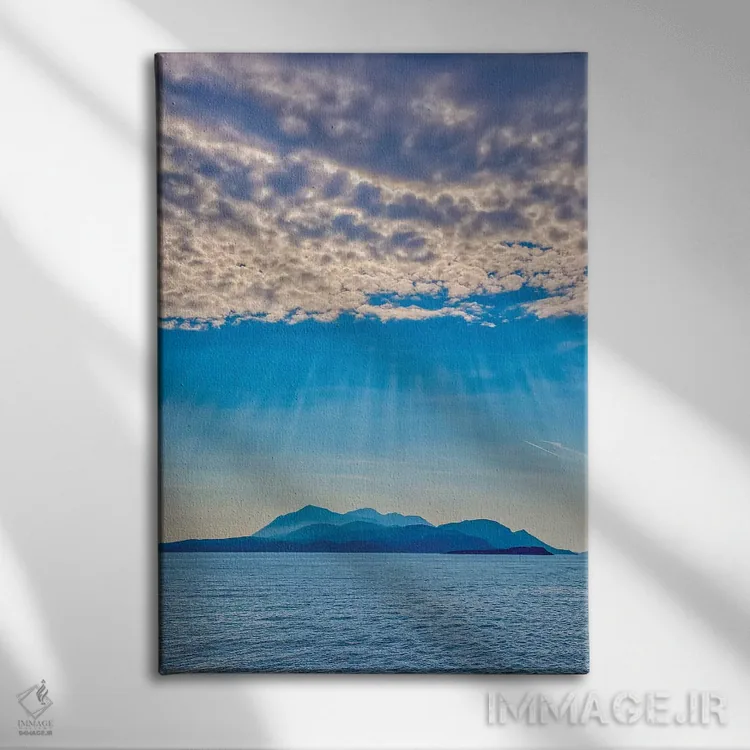 تابلو دکوراتیو Korcula. God rays and island.,کرواسی، کورچولا. تابش نور خورش… اثر جینز گالری - نمای روبهرو روی دیوار
