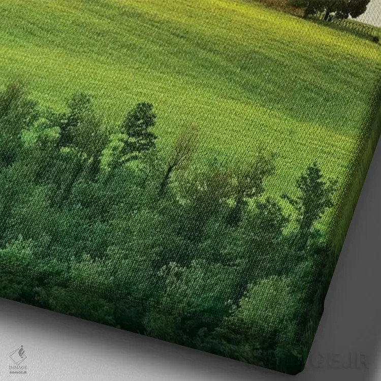 تابلو دکوراتیو Tuscany. Landscape with church and villa.,ایتالیا، توسکانی.… اثر جینز گالری - نمای نزدیک بافت بوم