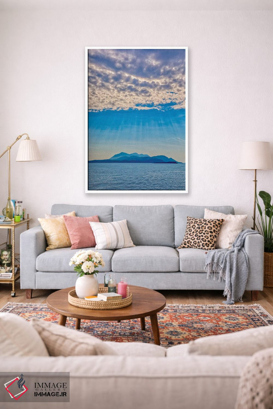 تابلو دکوراتیو Korcula. God rays and island.,کرواسی، کورچولا. تابش نور خورش… اثر جینز گالری - D1W