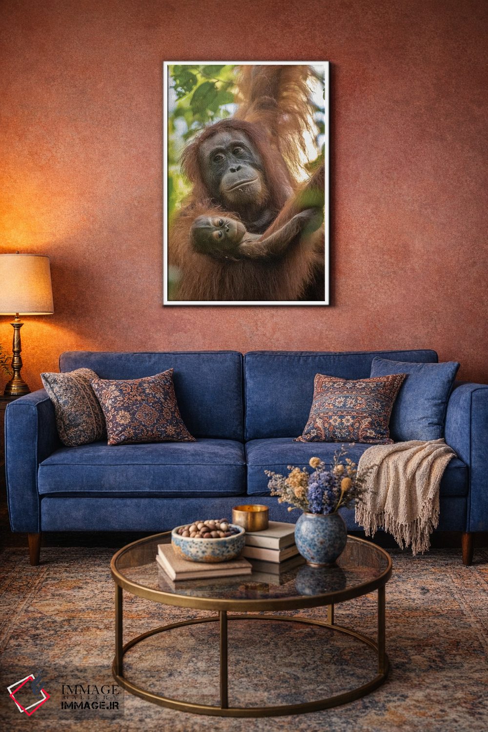 تابلو دکوراتیو Borneo, Kalimantan. Female orangutan with baby at Tanjung Pu… اثر جینز گالری - D2W