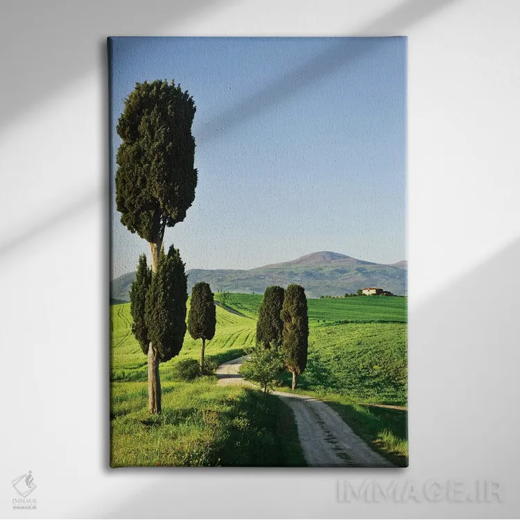 تابلو دکوراتیو Tuscany. Landscape with villa,ایتالیا، توسکانی. چشم انداز با… اثر جینز گالری - نمای روبهرو روی دیوار