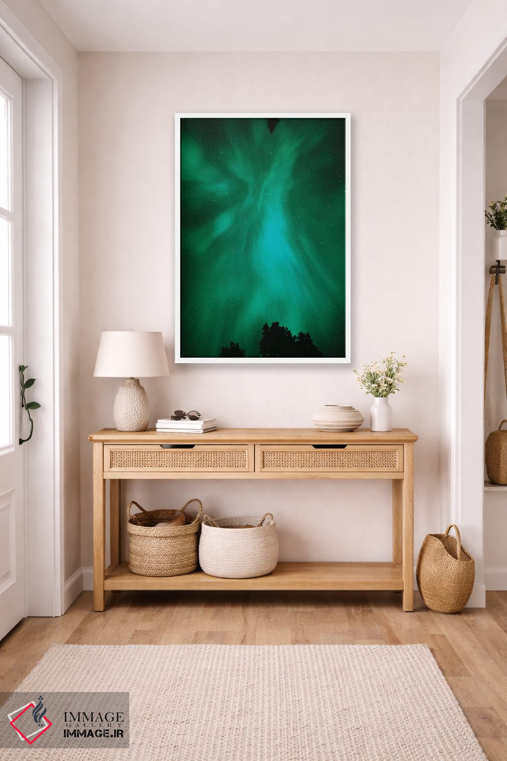 تابلو دکوراتیو Ontario, Sudbury. Northern Lights and trees.,کانادا، انتاریو… اثر جینز گالری - D6W