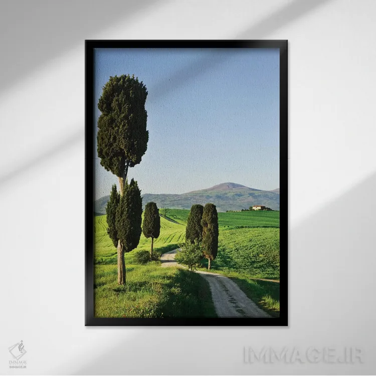 تابلو دکوراتیو Tuscany. Landscape with villa,ایتالیا، توسکانی. چشم انداز با… اثر جینز گالری - نمای قابدار مشکی