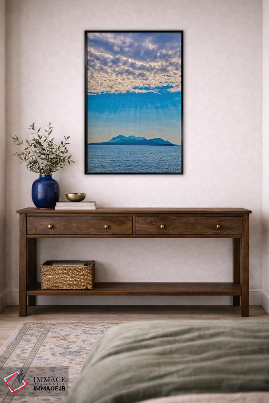 تابلو دکوراتیو Korcula. God rays and island.,کرواسی، کورچولا. تابش نور خورش… اثر جینز گالری - D3B
