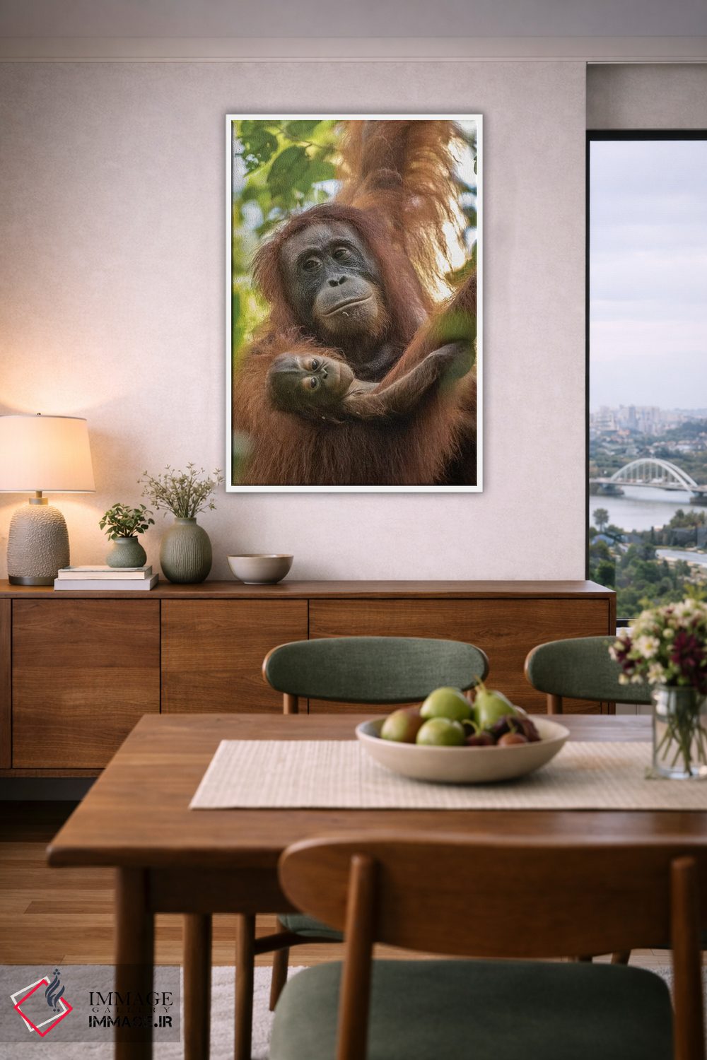 تابلو دکوراتیو Borneo, Kalimantan. Female orangutan with baby at Tanjung Pu… اثر جینز گالری - D5W