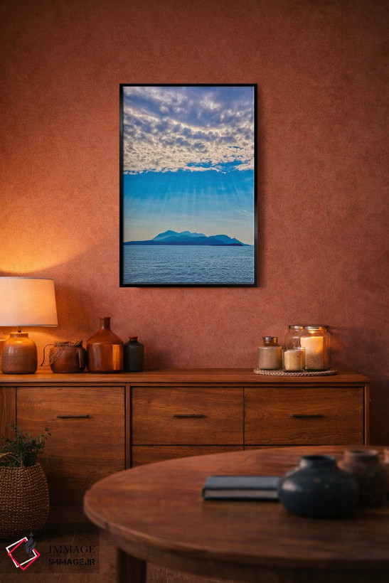 تابلو دکوراتیو Korcula. God rays and island.,کرواسی، کورچولا. تابش نور خورش… اثر جینز گالری - D4B