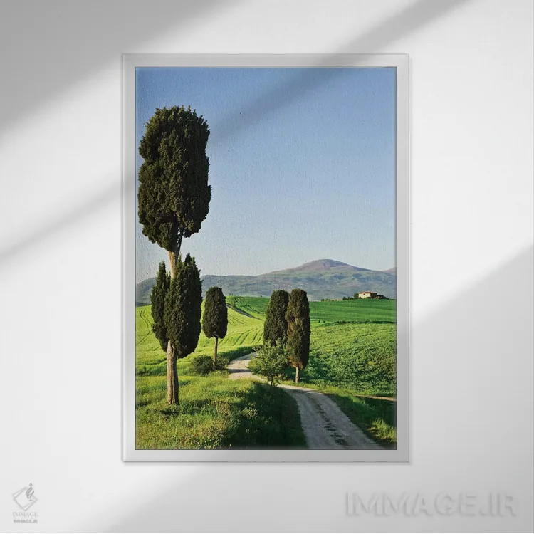 تابلو دکوراتیو Tuscany. Landscape with villa,ایتالیا، توسکانی. چشم انداز با… اثر جینز گالری - نمای قابدار سفید